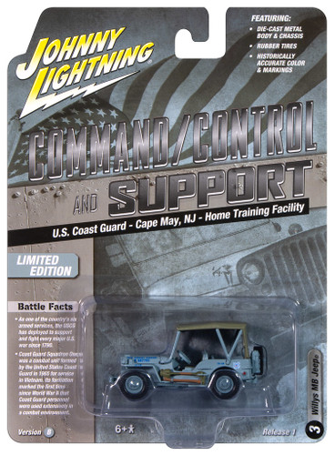 Johnny Lightning Military Willys MB Jeep U.S. Coast Guard Cape May NJ Ver B