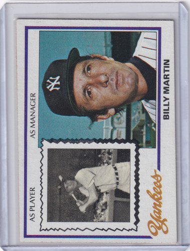 1978 Topps Baseball #721 Billy Martin Manager - New York Yankees