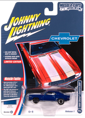 Johnny Lightning JLMC034 Muscle Car VER A 1969 Chevy Camaro Z28 Blue