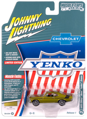 Johnny Lightning JLMC034 Muscle Car VER B 1970 Chevy Nova Yenko Deuce Green