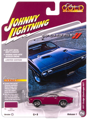 Johnny Lightning JLCG033 Classic Gold VER A 1971 Dodge Challenger R/T Pink