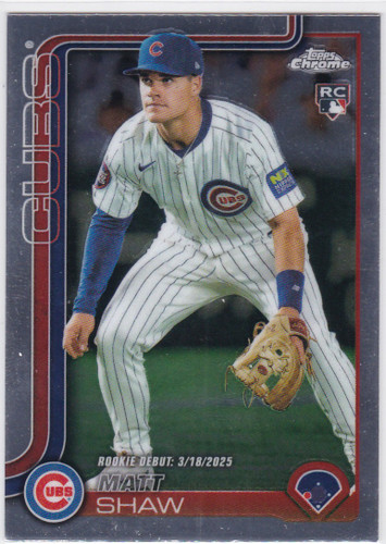 2025 Topps Chrome #USC135 Matt Shaw RC Rookie Debut Chicago Cubs