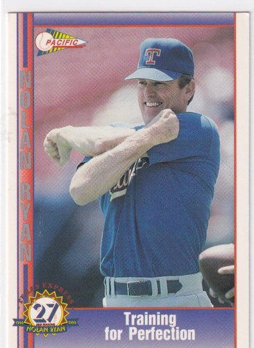 1993 PACIFIC #212 NOLAN RYAN TRAINING FOR PERFECTION- TEXAS RANGERS