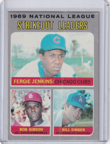 1970 Topps Baseball #71 NL 1969 Strikeout Leaders - Jenkins / Gibson / Singer