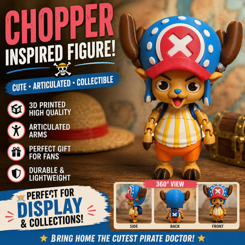 Chopper Inspired Figure Anime Reindeer 3D Printed Pirate Doctor Display Toy