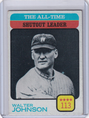 1973 Topps Baseball #476 All-Time Shutout Leaders - Walter Johnson