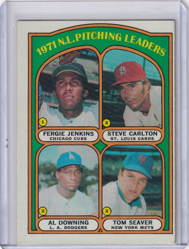 1972 Topps Baseball #93 1971 NL Pitching Leaders Jenkins/ Carlton/Downing/Seaver