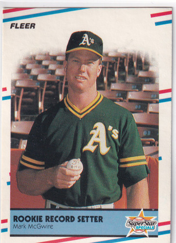1988 FLEER #629 MARK MCGWIRE ROOKIE RECORD SETTER- OAKLAND ATHLETICS