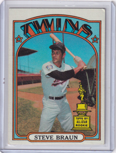 1972 Topps Baseball #244 Steve Braun ASR, RC - Minnesota Twins