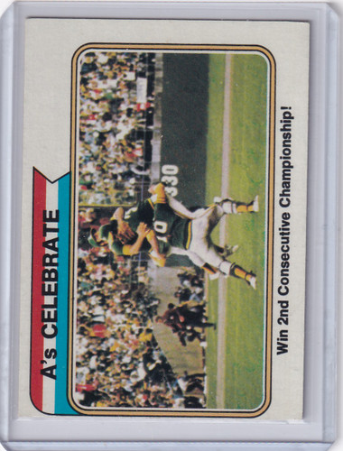 1974 Topps Baseball #479 A's Celebrate - Win 2nd Consecutive Championship
