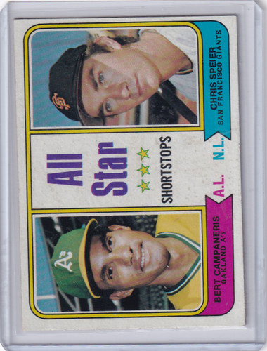 1974 Topps Baseball #335 All-Star Shortstops (Bert Campaneris / Chris Speier)