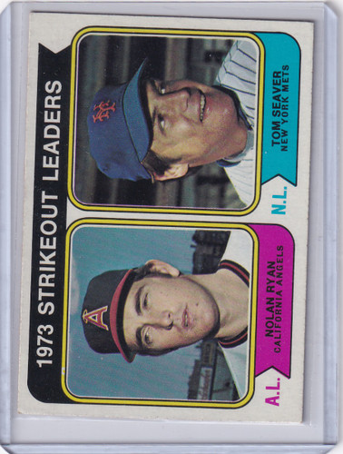 1974 Topps Baseball #207 1973 Strikeout Leaders (Nolan Ryan / Tom Seaver)