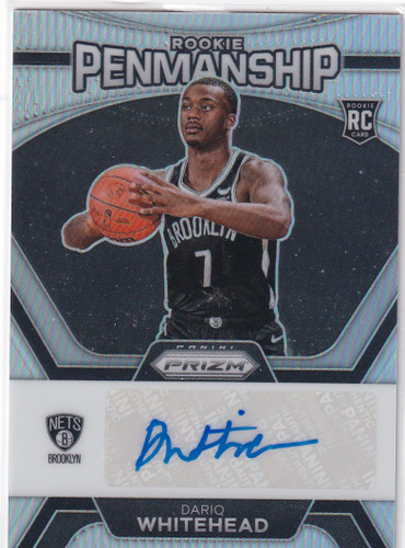 2023-24 PRIZM #RP-WTE DARIQ WHITEHEAD PENMANSHIP SILVER AUTO- BROOKLYN NETS