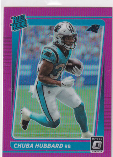 2021 DONRUSS OPTIC #225 CHUBA HUBBARD PINK PRIZM- CAROLINA PANTHERS