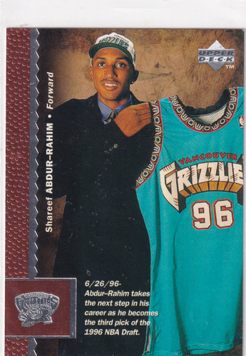 1996 UPPER DECK #129 SHAREEF ABDUR RAHIM- MEMPHIS GRIZZLIES