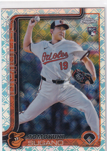 2025 TOPPS CHROME #166 TOMOYUKI SUGANO LOGO MOJO- BALTIMORE ORIOLES