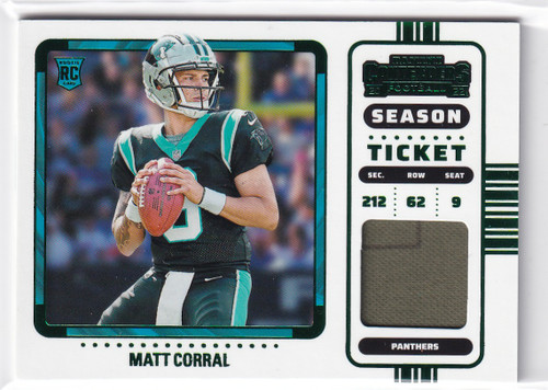 2022 CONTENDERS #RSV-MCO MATT CORRAL PATCH- CAROLINA PANTHERS