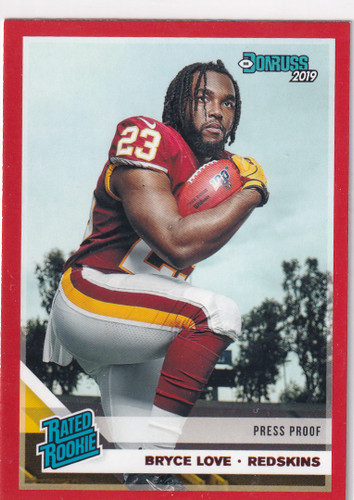 2019 DONRUSS #332 BRYCE LOVE RED PRESS PROOF- WASHINGTON REDSKINS