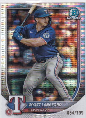 2025 Bowman Chrome Pulsar Refractor #36 Wyatt Langford 054/399 Rangers