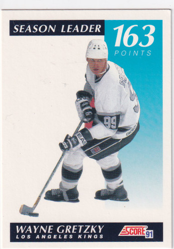 1991 SCORE #406 WAYNE GRETZKY SEASON LEADER 163 POINTS- LOS ANGELES KINGS