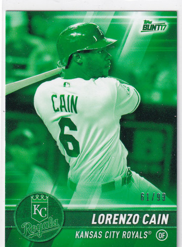 2017 TOPPS BUNT #56 LORENZO CAIN GREEN 61/99- KANSAS CITY ROYALS