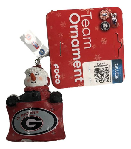 Officially Licensed NCAA Snowman Towel Holding Ornament Georgia Bull Dogs