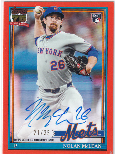 2026 TOPPS 75 #91B2-HM NOLAN MCLEAN ORANGE AUTO 21/25- NEW YORK METS