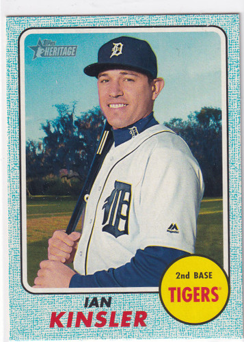 2017 TOPPS HERITAGE #452 IAN KINSLER BLUE- DETROIT TIGERS