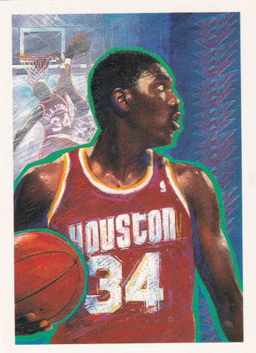 1990 NBA HOOPS #364 HAKEEM OLAJUWON ILLUSTRATION- HOUSTON ROCKETS