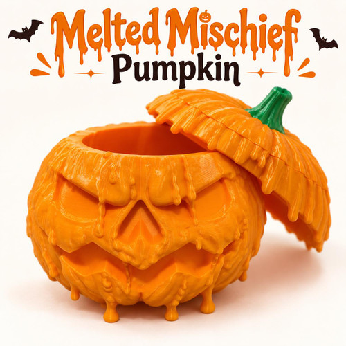 3D Printed Creepy Pumpkin Container Magnetic Lid Jack O Lantern Halloween Decor