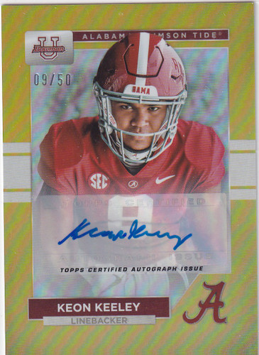 2023 BOWMAN UNIVERSITY #57 KEON KEELEY GOLD AUTO /50- ALABAMA