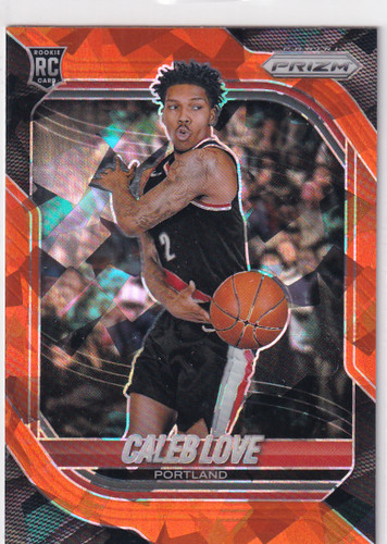 2025-26 PRIZM #49 CALEB LOVE ORANGE CRACKED ICE- PORTLAND TRAIL BLAZERS