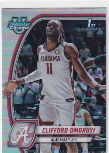 2025 BOWMAN CHROME UNIVERSITY #14 CLIFFORD OMORUYI REFRACTOR- ALABAMA