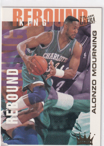 1995 FLEER ULTRA #3 ALONZO MOURNING REBOUND KING- CHARLOTTE HORNETS