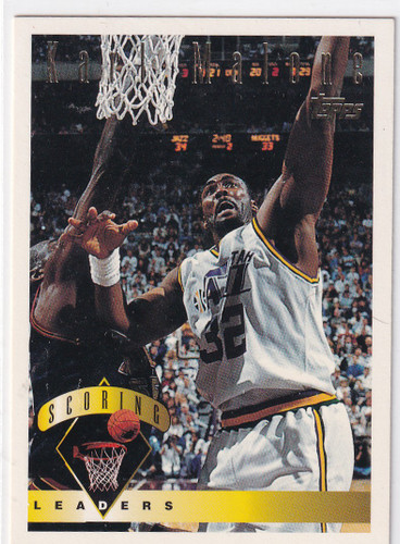 1995 TOPPS #9 KARL MALONE SCORING LEADERS- UTAH JAZZ