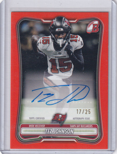 2026 Bowman Football Orange Paper Auto #BPA-TJ Tez Johnson 17/25 - Buccaneers