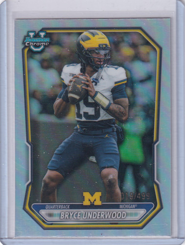 2026 Bowman Refractor 19/499 #BCP-200 Bryce Underwood Number Match - Michigan