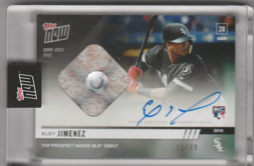 2019 Topps Now #17A Auto Base Relic Eloy Jimenez Top Prospect Makes Debut 13/99