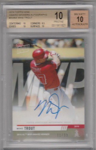 2019 Topps Now Award Winners AW6A Autographs Mike Trout BGS 10 11/99 Angels