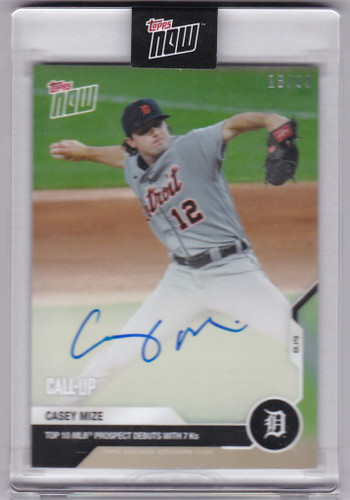 2020 Topps NOW Call Up Casey Mize MLB Debut Autograph 18/99 #127A  Tigers