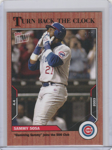 2021 Topps TURN BACK THE CLOCK CHERRY PARALLEL #4 SAMMY SOSA CHICAGO CUBS 5/7