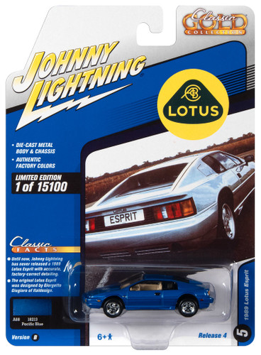 Johnny Lightning JLCG027 Classic Gold VER B 1989 Lotus Esprit Pacific Blue