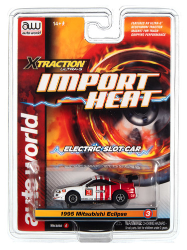 Auto World  SC378 R2 Xtraction UltraG Slot Car 1995 Mitsubishi Eclipse SRA White