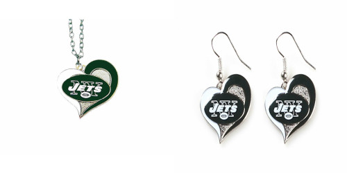 Officially Licensed Swirl Heart Necklace and Earring Set Choose Your Team