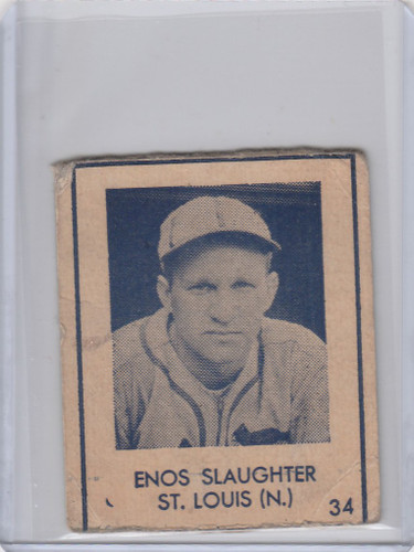 1948 R346 Blue Tint #34 Enos Slaughter St Louis Cardinals