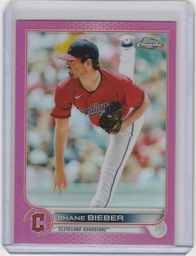 2022 Topps Chrome Pink #208 Shane Bieber - Cleveland Guardians