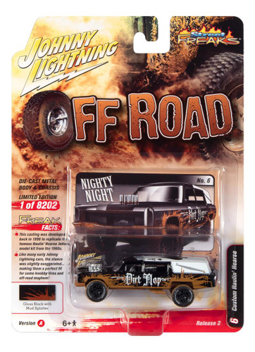 Johnny Lightning 1:64 Street Freaks Ver A Custom Haulin' Hearse Black with Mud