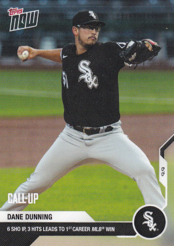2020 TOPPS NOW #237 DANE DUNNING CHICAGO WHITE SOX
