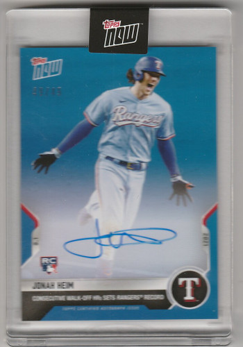 2021 Topps Now #602B JONAH HEIM Texas Ranagers Auto 49/49