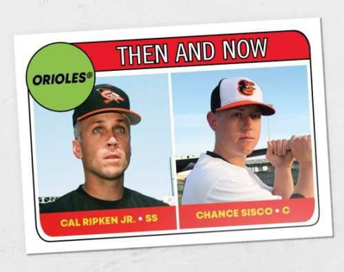 2018 Topps TBT '69 ROOKIE STARS DESIGN #71 CHANCE SISCO / CAL RIPKEN JR ORIOLES